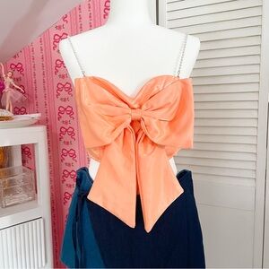 Elegant Peach Bow Women Top